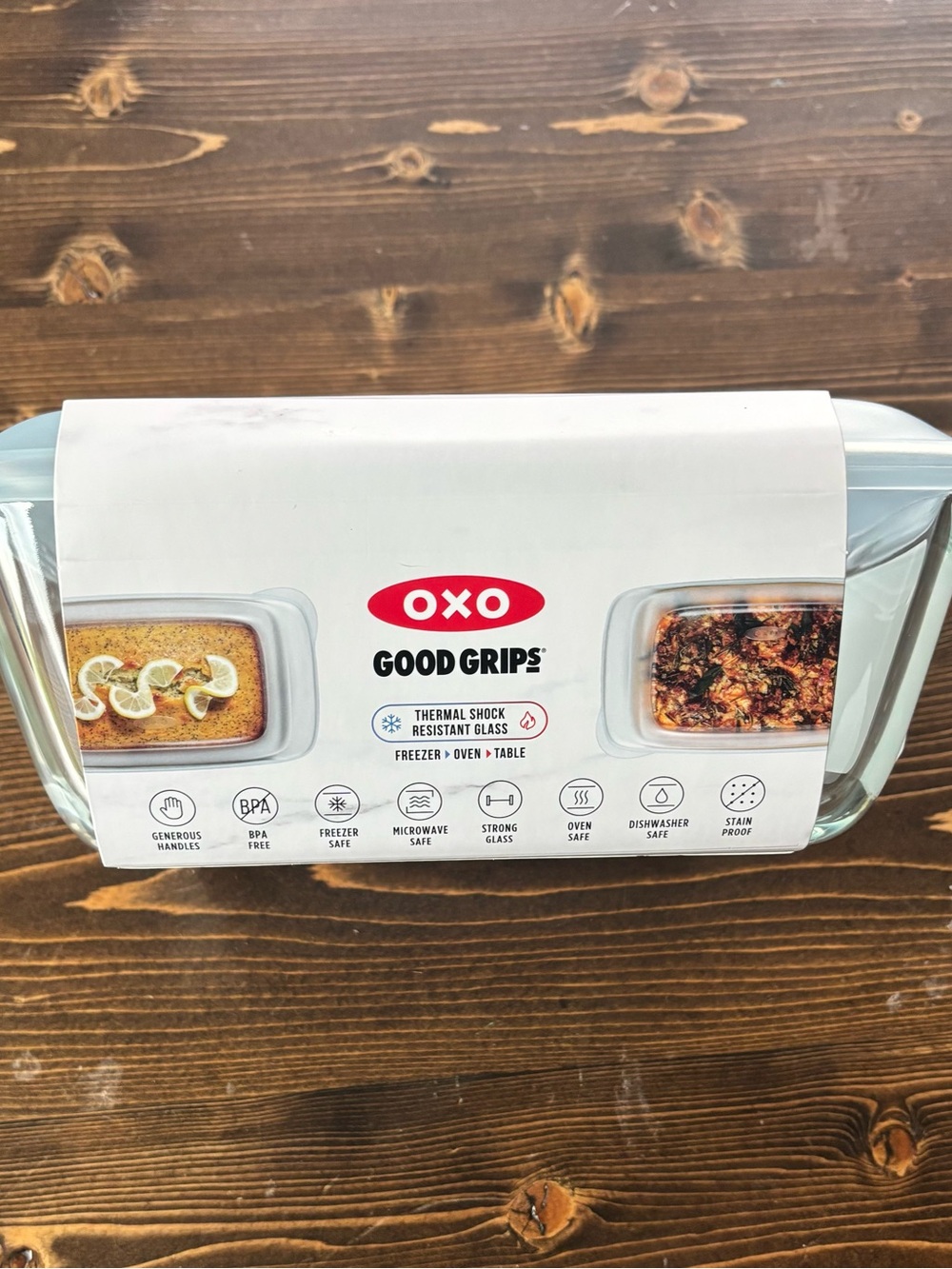 OXO Good Grips Glass Loaf Pan with Light Blue Lid - Picture 3 of 7